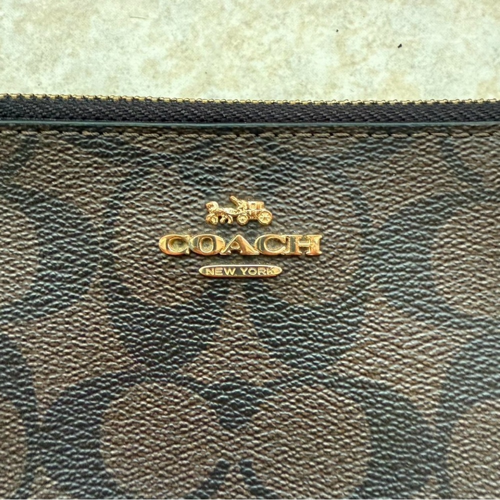Coach Signature Brown and Gold Wallet - Picture 2 of 7